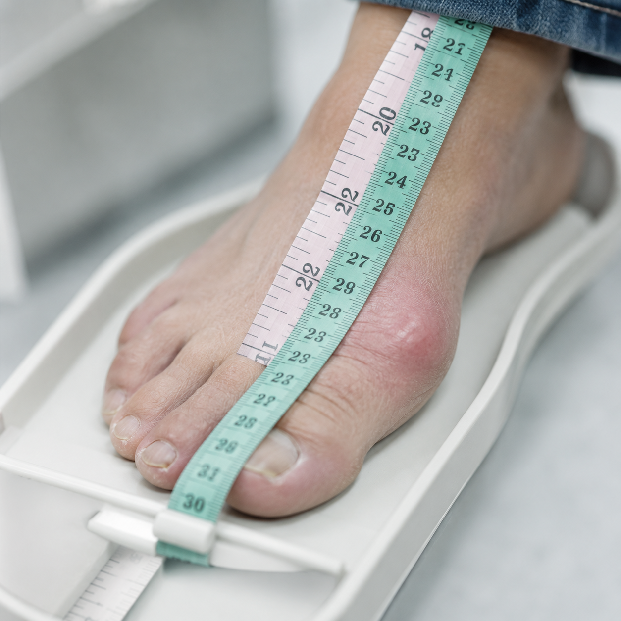 Schuhgröße und Passform bei Verbandschuhen mit Maßband bestimmen
